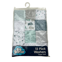 Load image into Gallery viewer, Boys Big Softies, 12 pack face washers, 23cm x 23cm, NEW, size 0000,  
