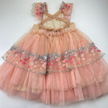 Load image into Gallery viewer, Girls Before &amp; Ever, cotton lined embroidered tulle party dress, GUC, size 6, L: 61cm