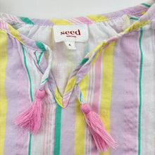 Load image into Gallery viewer, Girls Seed, cotton lined striped dress, GUC, size 4, L: 52cm