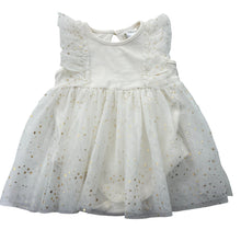 Load image into Gallery viewer, Girls Anko, white &amp; gold romper dress, GUC, size 0, L: 36cm