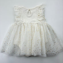 Load image into Gallery viewer, Girls Anko, white &amp; gold romper dress, GUC, size 0, L: 36cm