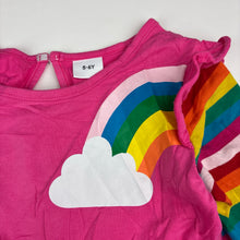 Load image into Gallery viewer, Girls pink, cotton long sleeve dress, unicorn, FUC, size 5-6, L: 55cm