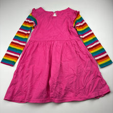 Load image into Gallery viewer, Girls pink, cotton long sleeve dress, unicorn, FUC, size 5-6, L: 55cm