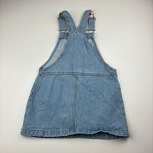 Load image into Gallery viewer, Girls Disney, The Jungle Book denim overalls dress / pinafore, EUC, size 3, L: 52cm