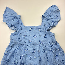 Load image into Gallery viewer, Girls Cotton On, blue floral cotton dress, GUC, size 9-10, L: 63cm