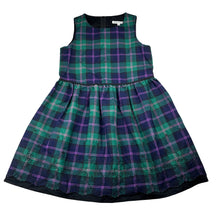 Load image into Gallery viewer, Girls BeBe, embroidered plaid dress, EUC, size 6, L: 62cm