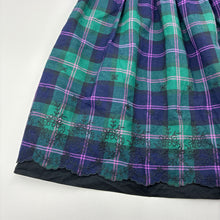 Load image into Gallery viewer, Girls BeBe, embroidered plaid dress, EUC, size 6, L: 62cm