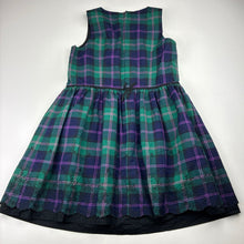 Load image into Gallery viewer, Girls BeBe, embroidered plaid dress, EUC, size 6, L: 62cm
