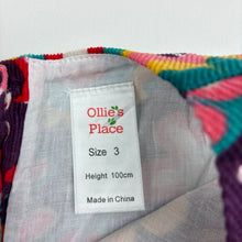 Load image into Gallery viewer, Girls Ollie's Place, colourful floral corduroy cotton dress, EUC, size 3, L: 51cm