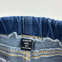 Load image into Gallery viewer, Girls SHEIN, stretch denim leggings / jeggings, elasticated, Inside leg: 38cm, GUC, size 4,  