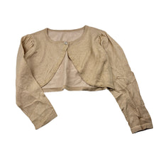 Load image into Gallery viewer, Girls metallic, gold lightweight knit bolero cardigan, GUC, size 3,  