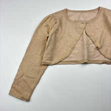 Load image into Gallery viewer, Girls metallic, gold lightweight knit bolero cardigan, GUC, size 3,  