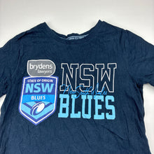 Load image into Gallery viewer, Unisex NSWRL, State of Origin NSW Blues cotton tee / top, EUC, size 7,  
