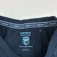 Load image into Gallery viewer, Unisex NSWRL, State of Origin NSW Blues cotton tee / top, EUC, size 7,  