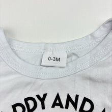 Load image into Gallery viewer, Boys white, stretchy bodysuit / romper, EUC, size 000,  
