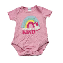 Load image into Gallery viewer, Girls Baby Berry, pink cotton bodysuit / romper, unicorn, GUC, size 00,  