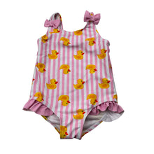 Load image into Gallery viewer, Girls SHEIN, striped swim one-piece, ducks, EUC, size 1,  