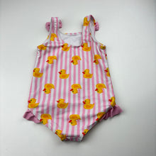 Load image into Gallery viewer, Girls SHEIN, striped swim one-piece, ducks, EUC, size 1,  