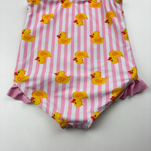 Load image into Gallery viewer, Girls SHEIN, striped swim one-piece, ducks, EUC, size 1,  