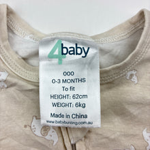 Load image into Gallery viewer, Unisex 4 Baby, stretchy zip romper, elephants, GUC, size 000,  