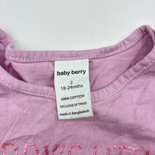 Load image into Gallery viewer, Girls Baby Berry, pink cotton tee / top, GUC, size 2,  