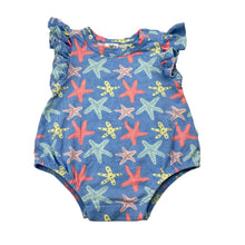 Load image into Gallery viewer, Girls 4 Baby, stretchy bodysuit / romper, starfish, EUC, size 000,  