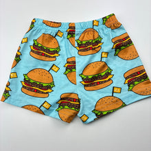 Load image into Gallery viewer, Unisex SHEIN, lightweight shorts, elasticated, burgers, EUC, size 00,  