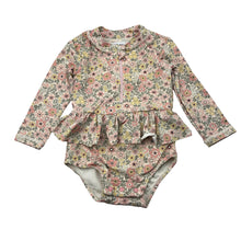 Load image into Gallery viewer, Girls Baby Berry, floral long sleeve swin one-piece, EUC, size 0,  
