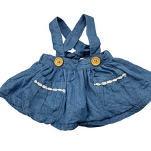Load image into Gallery viewer, Girls La Sienna Couture, chambray cotton suspender skirt, EUC, size 0000,  