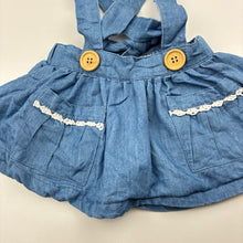 Load image into Gallery viewer, Girls La Sienna Couture, chambray cotton suspender skirt, EUC, size 0000,  