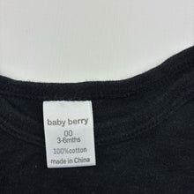 Load image into Gallery viewer, Unisex Baby Berry, black cotton bodysuit / romper, GUC, size 00,  