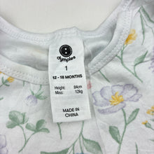 Load image into Gallery viewer, Girls Dymples, floral organic cotton bodysuit / romper, GUC, size 1,  