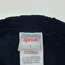 Load image into Gallery viewer, Boys Sprout, navy lightweight cotton shorts, elasticated, GUC, size 1,  