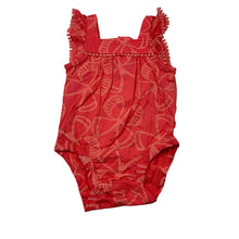 Load image into Gallery viewer, Girls Carters, coral cotton romper, butterflies, EUC, size 000,  