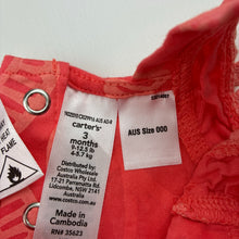 Load image into Gallery viewer, Girls Carters, coral cotton romper, butterflies, EUC, size 000,  