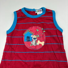 Load image into Gallery viewer, Boys Bright Bots, striped cotton romper, dog, EUC, size 0,  