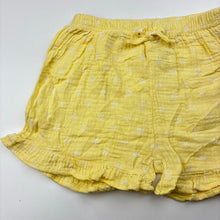 Load image into Gallery viewer, Girls yellow, lightweight cotton shorts, elasticated, GUC, size 4,  