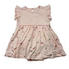 Load image into Gallery viewer, Girls Carters, pink romper dress, dragonflies, EUC, size 6 months, L: 34cm