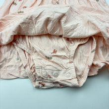 Load image into Gallery viewer, Girls Carters, pink romper dress, dragonflies, EUC, size 6 months, L: 34cm