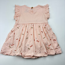 Load image into Gallery viewer, Girls Carters, pink romper dress, dragonflies, EUC, size 6 months, L: 34cm