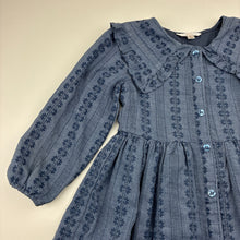 Load image into Gallery viewer, Girls Fox &amp; Finch, cotton lined cotton/linen blend long sleeve dress, GUC, size 3, L: 51cm
