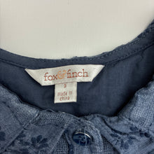 Load image into Gallery viewer, Girls Fox &amp; Finch, cotton lined cotton/linen blend long sleeve dress, GUC, size 3, L: 51cm