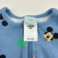 Load image into Gallery viewer, Boys Disney, Mickey Mouse stretchy zip coverall / romper, GUC, size 0000,  