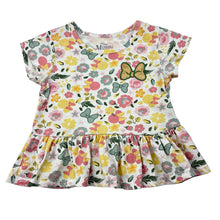 Load image into Gallery viewer, Girls Disney, Minnie Mouse floral peplum top, marks on front, FUC, size 4,  