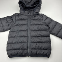 Load image into Gallery viewer, Unisex H&amp;M, black hooded puffer jacket / coat, GUC, size 1,  