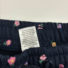 Load image into Gallery viewer, Girls Target, navy floral fleece lined track pants, Inside leg: 34.5cm, GUC, size 3,  