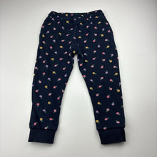 Load image into Gallery viewer, Girls Target, navy floral fleece lined track pants, Inside leg: 34.5cm, GUC, size 3,  