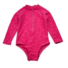Load image into Gallery viewer, Girls Wave Zone, pink terry/thick floral long sleeve swim one-piece, EUC, size 3,  