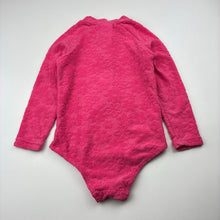 Load image into Gallery viewer, Girls Wave Zone, pink terry/thick floral long sleeve swim one-piece, EUC, size 3,  