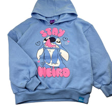 Load image into Gallery viewer, Girls Disney, Stitch fleece lined hoodie sweater, mark front &amp; back right cuff, FUC, size 12,  